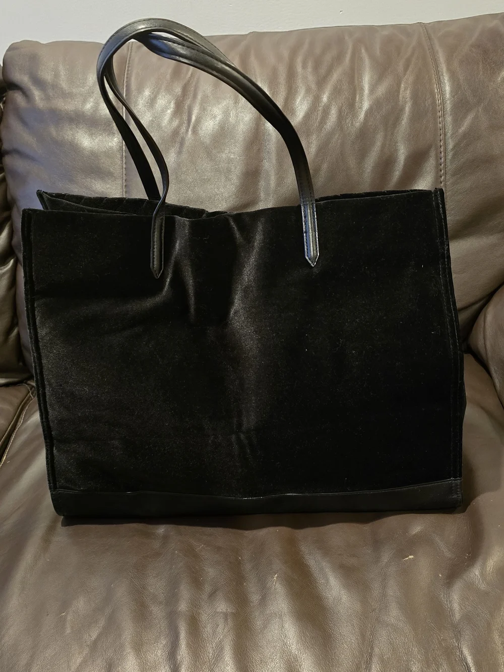 Victoria's Secret Black Quilted Velvet Studded Tote